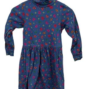Hanna Anderson Blue with Leaves Long Sleeve Dress Size 5
